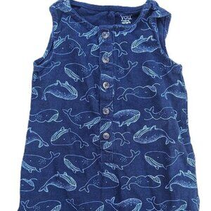 9 mo Carters Baby Boy Clothing Navy Blue Linen Whale Romper Body Suit